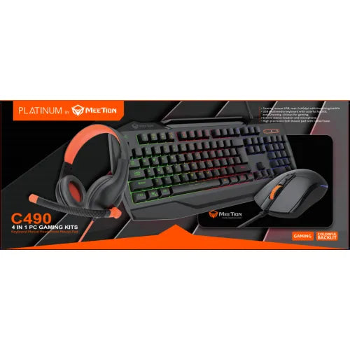 Platinum MT-C490-A-UAR-PLAT Gaming Combo – Keyboard, Mouse, Headset & Mousepad (4-in-1)