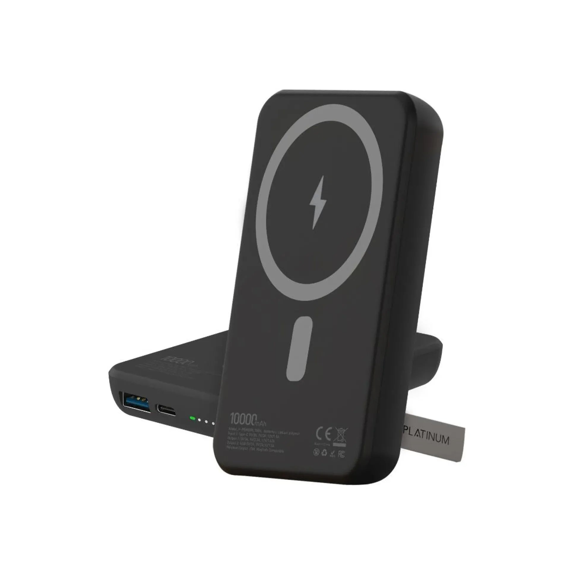 Platinum Mag Series Wireless Power Bank 10000Mah 15W - Black - P-Pbmgwl10Bk