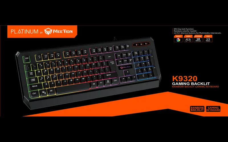 Platinum MT-K9320-A-UAR-PLAT Gaming Keyboard – USB, 104/105 Keys