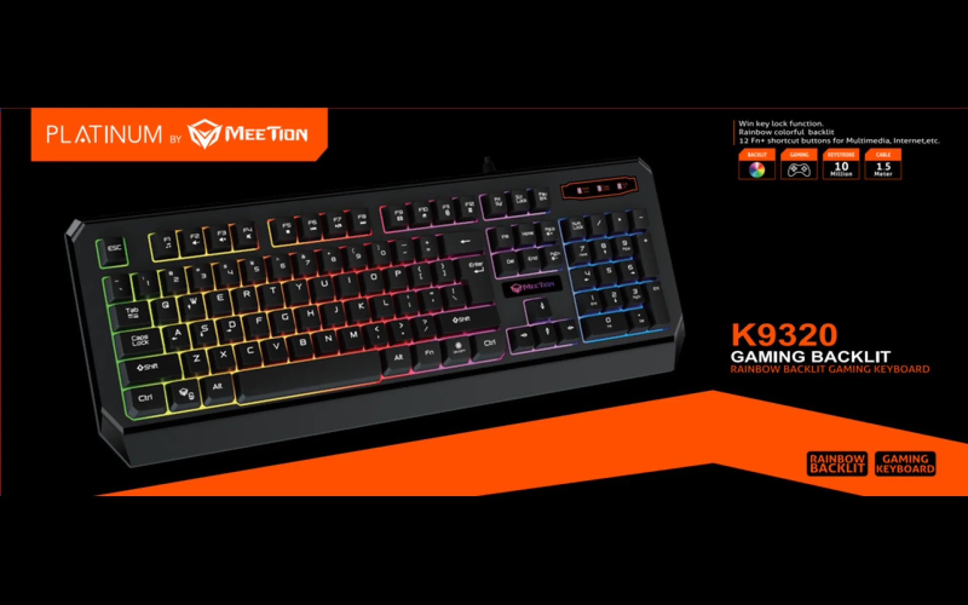 Platinum K9300 USB Wired Backlit Gaming Keyboard UAR اكسسوارات