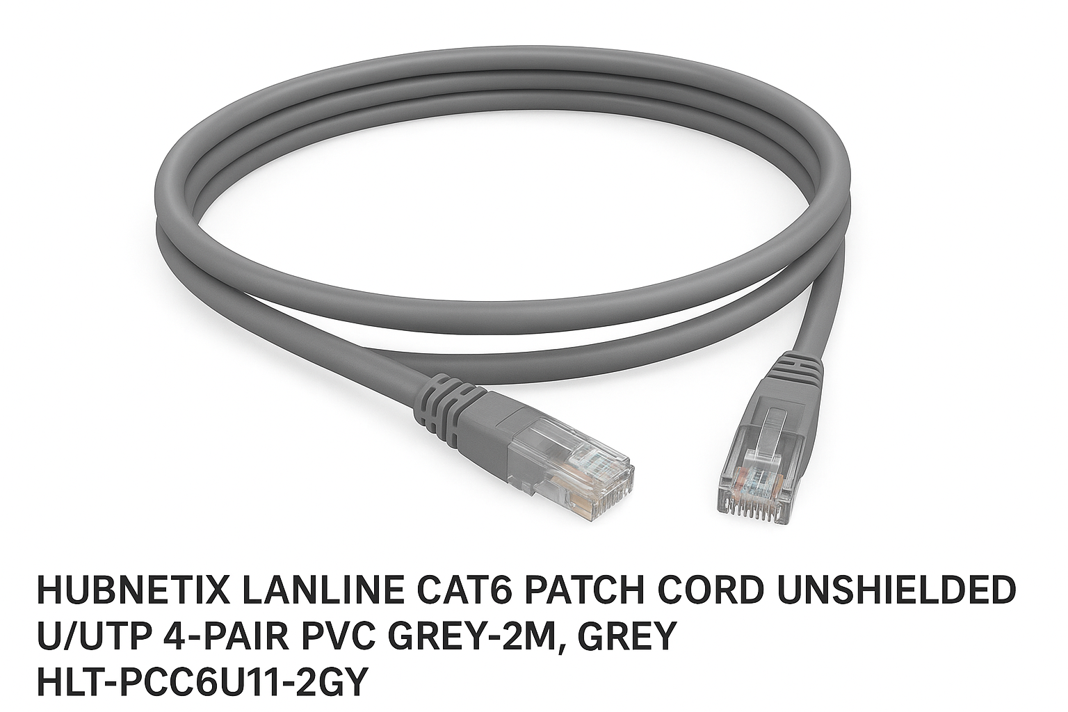 HUBNETIX LANLINE CAT6 PATCH CORD UNSHIELDED U/UTP 4-PAIR PVC GREY-2M - HLT-PCC6U11-2GY