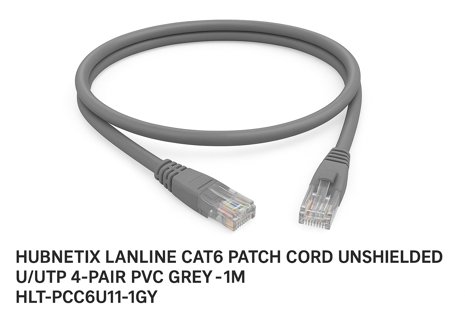 HUBNETIX LANLINE CAT6 PATCH CORD UNSHIELDED U/UTP 4-PAIR PVC GREY-1M - HLT-PCC6U11-1GY