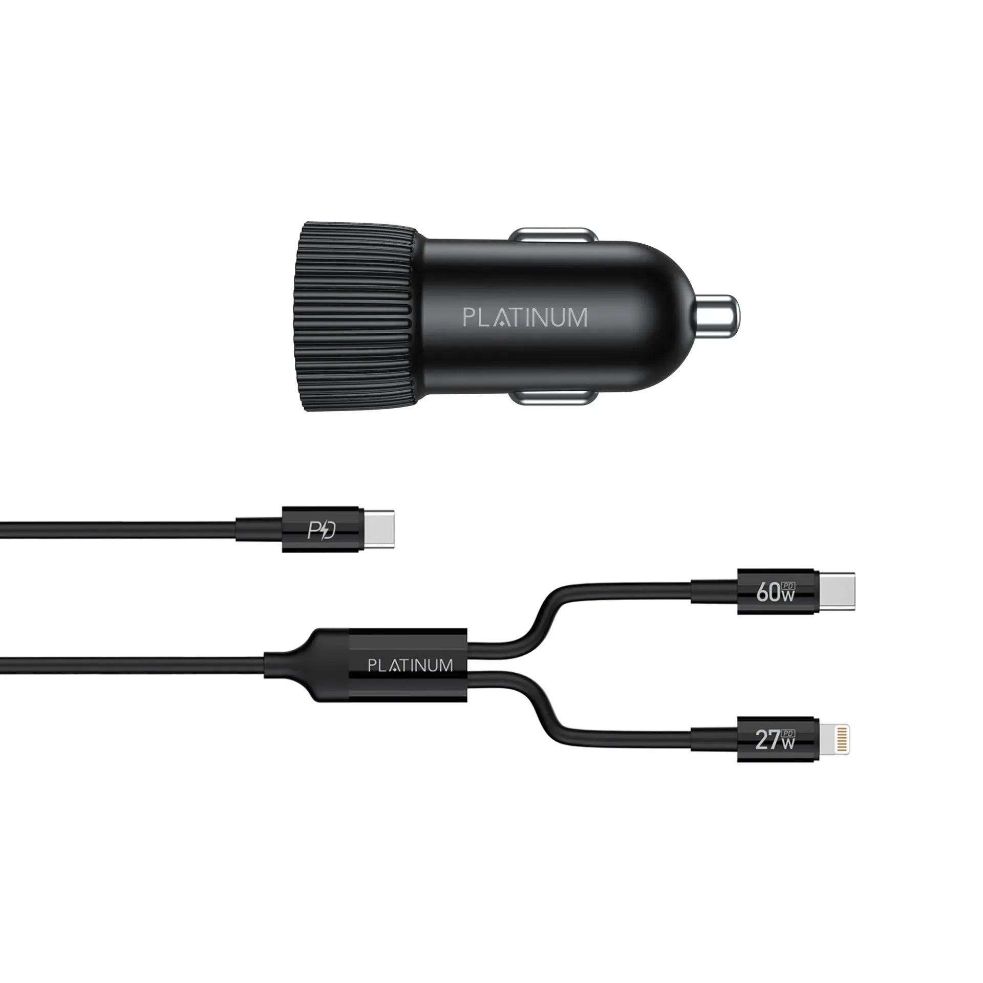 Platinum Flare Series Mini Car Charger Pd 48W + 2In1 Cable 60W - Black - P-Comflcla2N1