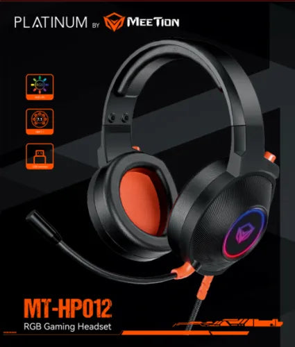 Platinum MT-HP012-A-PLAT USB Gaming Headset – 50mm Drivers, Omnidirectional Microphone