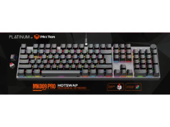 Platinum MT-MK009Pro-W-UAR-PLAT Mechanical Gaming Keyboard – RGB Backlit, Hot-Swappable, Full Size